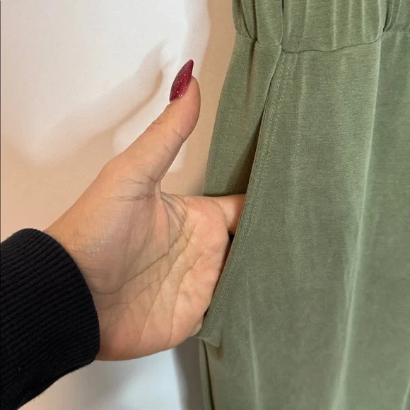 Anthropologie Brand Saturday Sunday | Olive Green Sleeveless Jumpsuit Romper - M - Picture 3 of 6